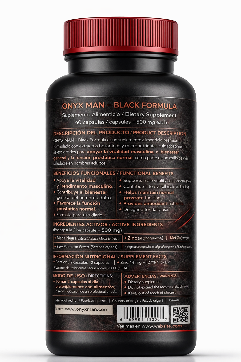 Etiqueta trasera de ONYX MAN